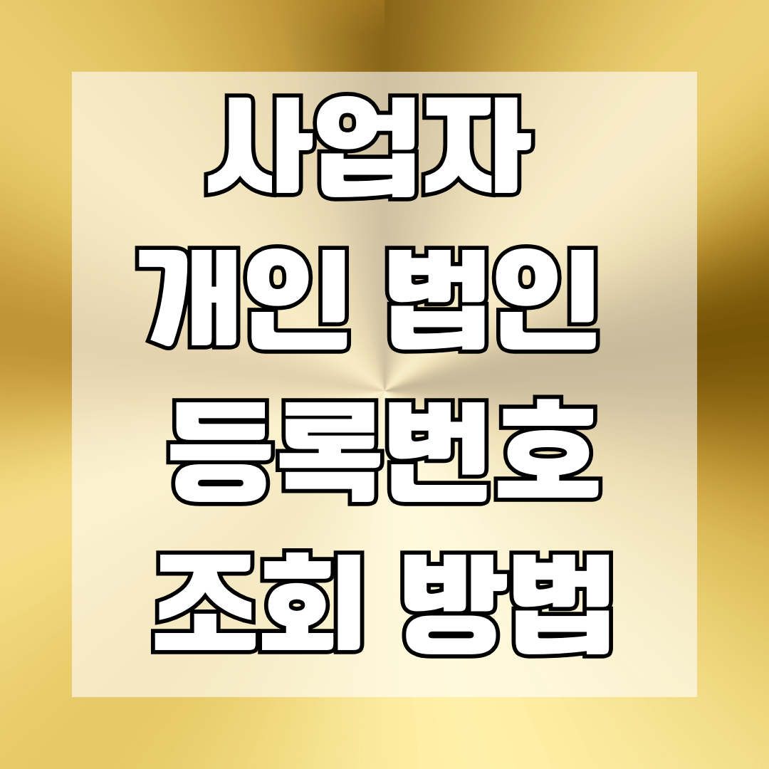 사업자 개인 법인 등록번호 조회 방법