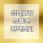 성남사랑상품권 잔액조회